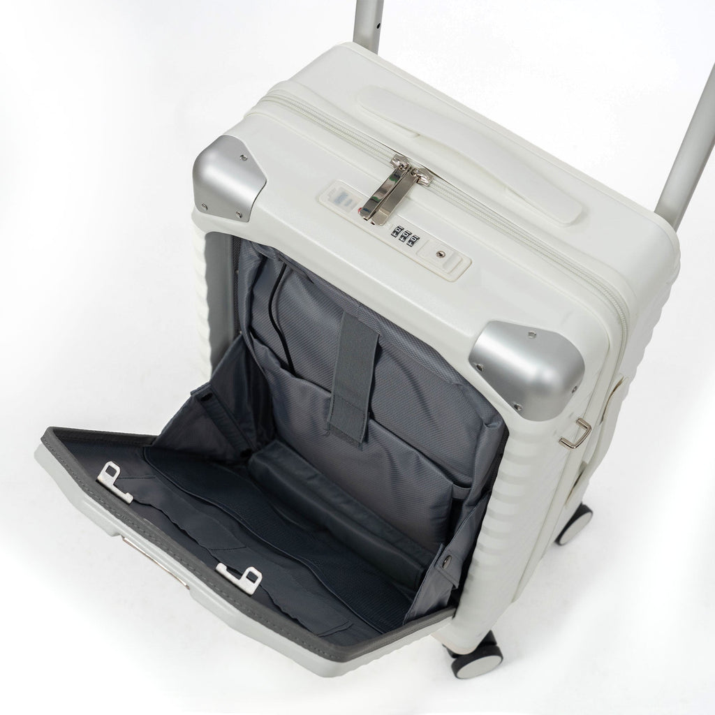 Valise Cabine TITOU Smart Pro – TSA, Port USB, Compartiment Laptop & Porte Goblet - Blanc