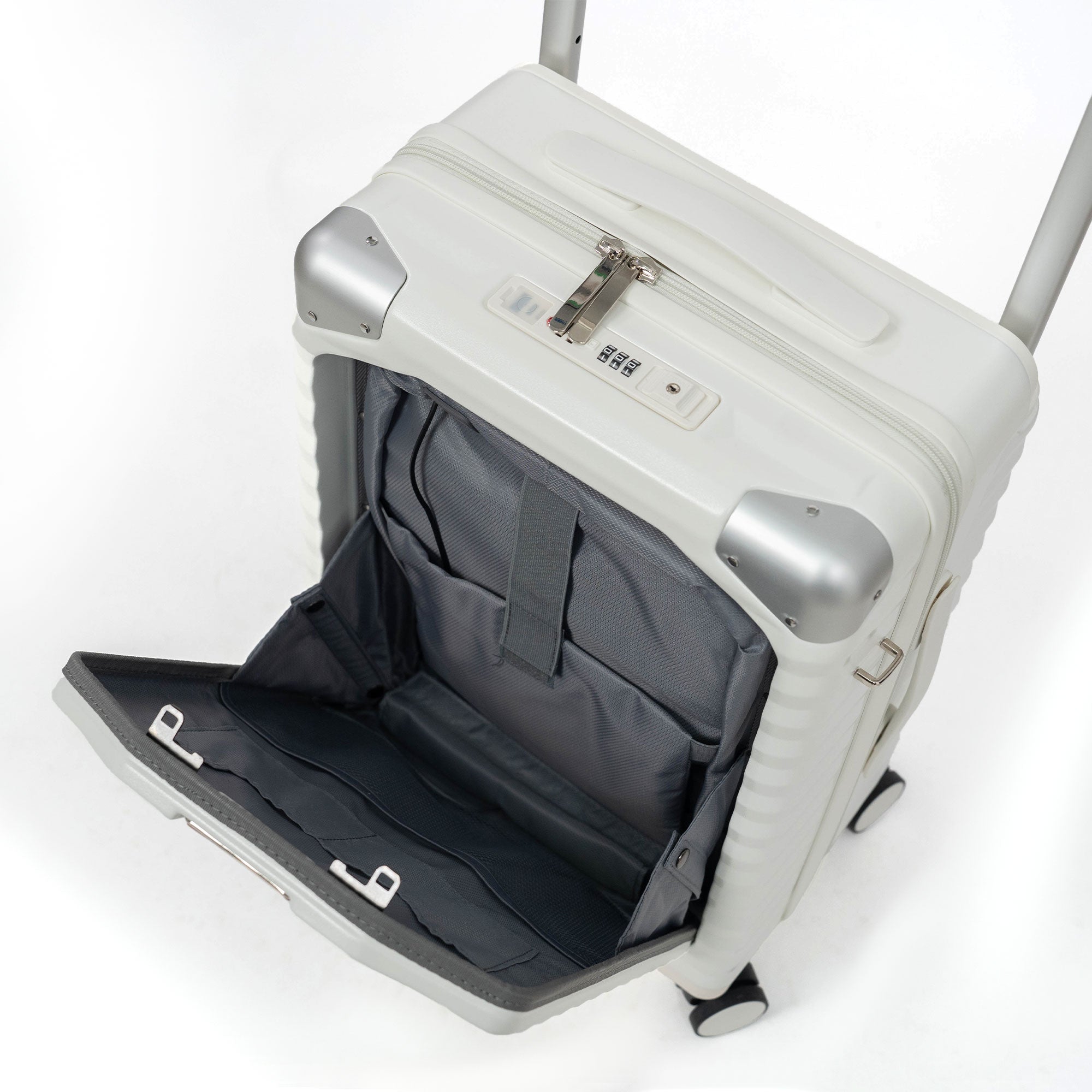 Valise Cabine TITOU Smart Pro – TSA, Port USB, Compartiment Laptop & Porte Goblet - Blanc