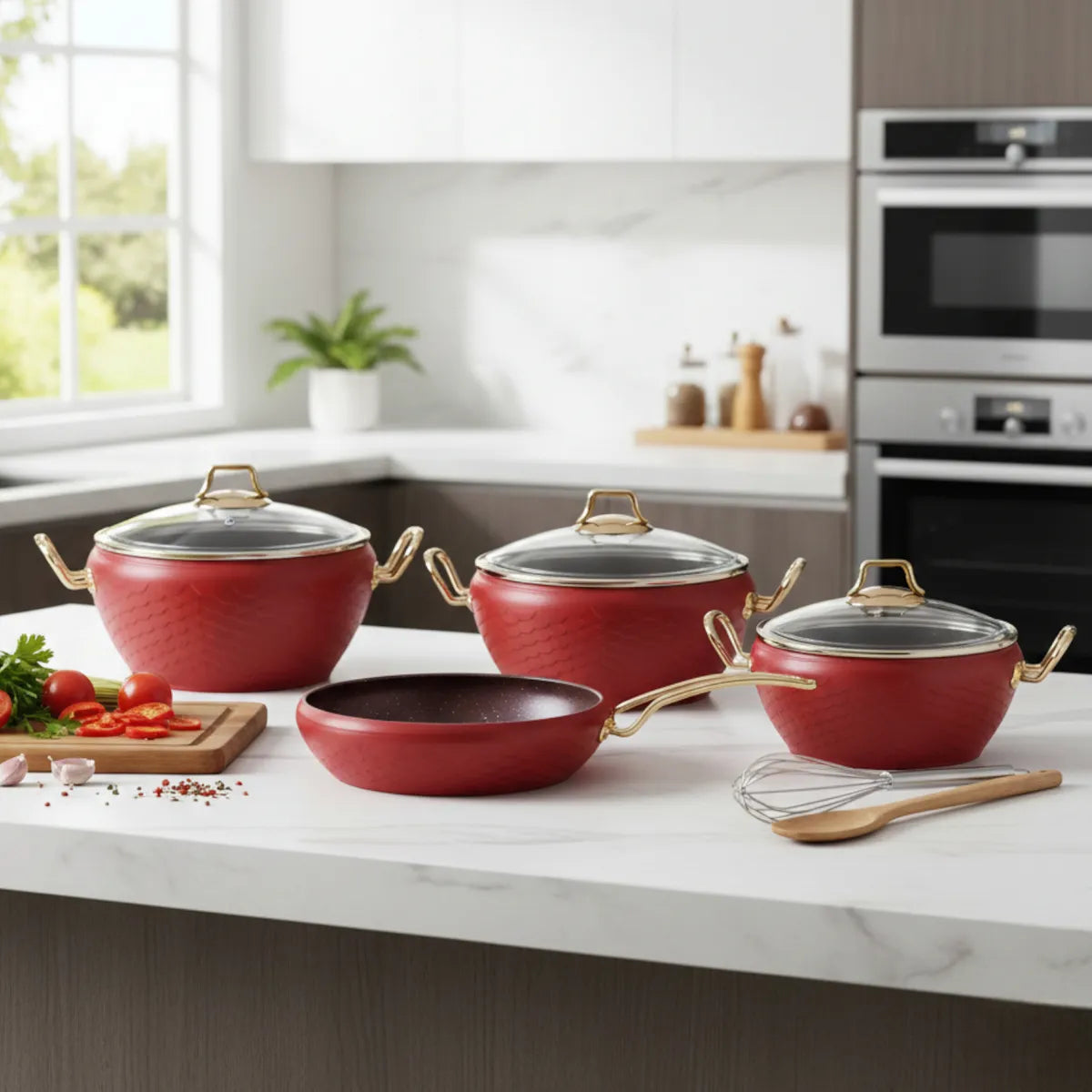 Batterie de cuisine 7 pièces OMS 3058 – Rouge