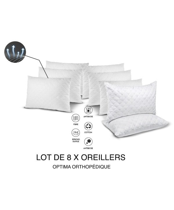 8x Oreillers Optima orthopédiques