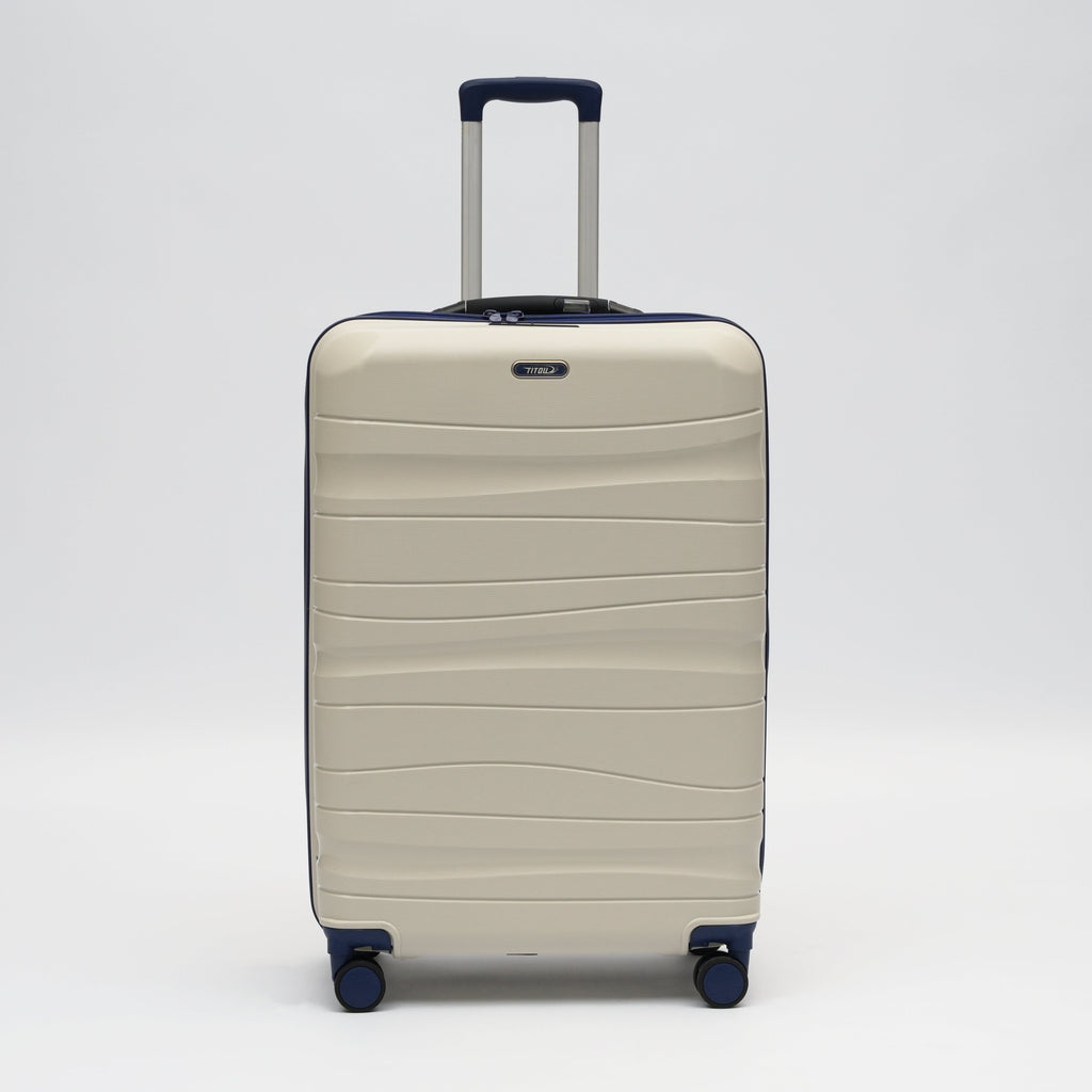 Set de 3 valises Titou avec pèse-bagages intégré et port USB intégré - Beige & BleuMarine