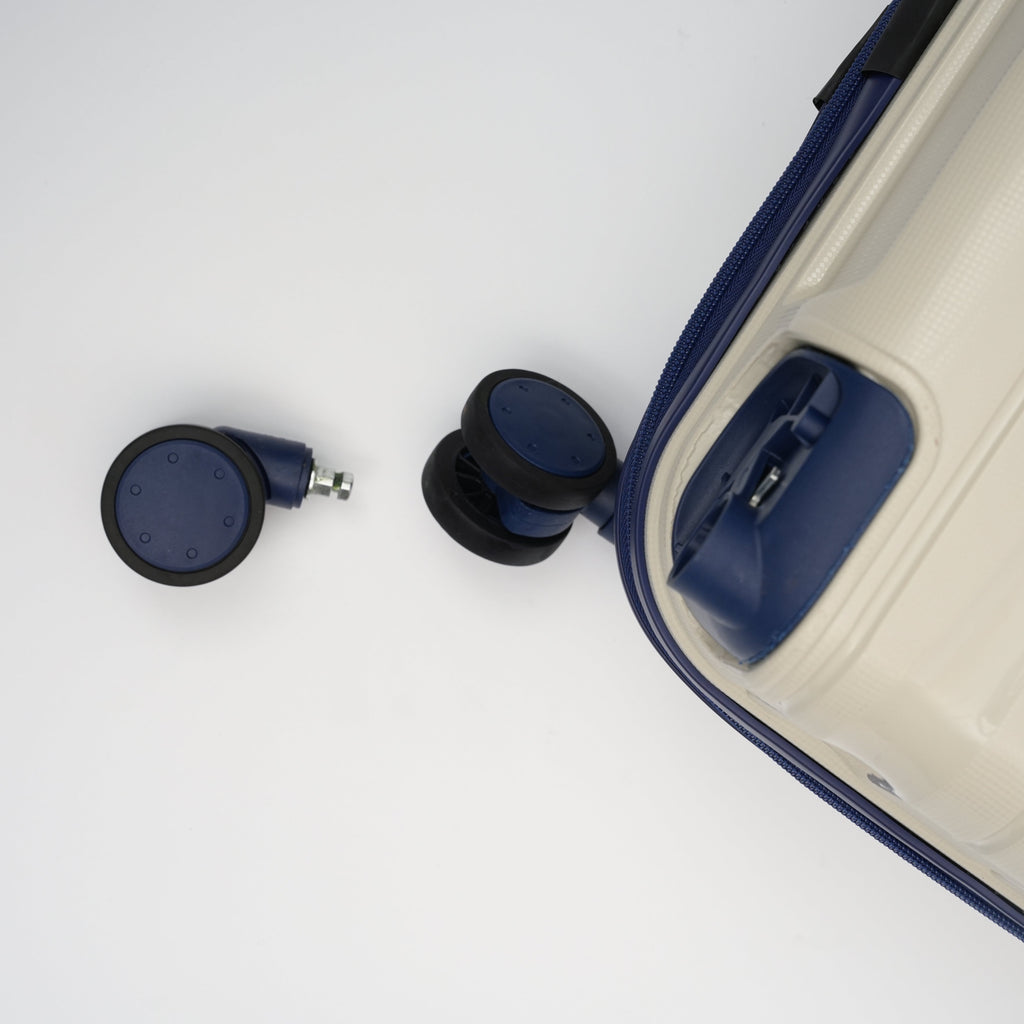 Set de 3 valises Titou avec pèse-bagages intégré et port USB intégré - Beige & BleuMarine