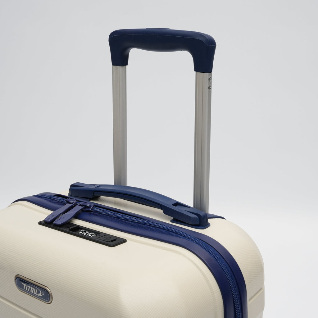 Set de 3 valises Titou avec pèse-bagages intégré et port USB intégré - Beige & BleuMarine
