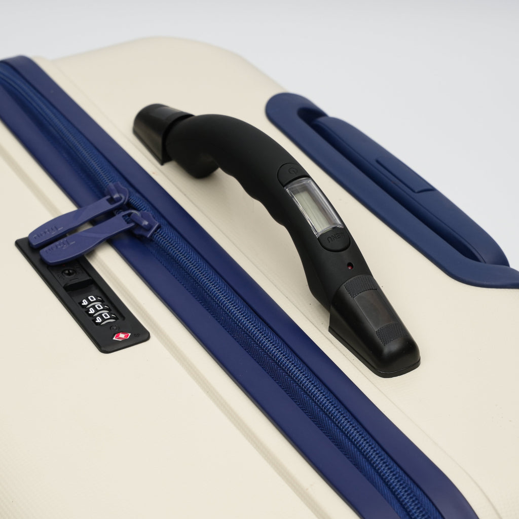 Set de 3 valises Titou avec pèse-bagages intégré et port USB intégré - Beige & BleuMarine