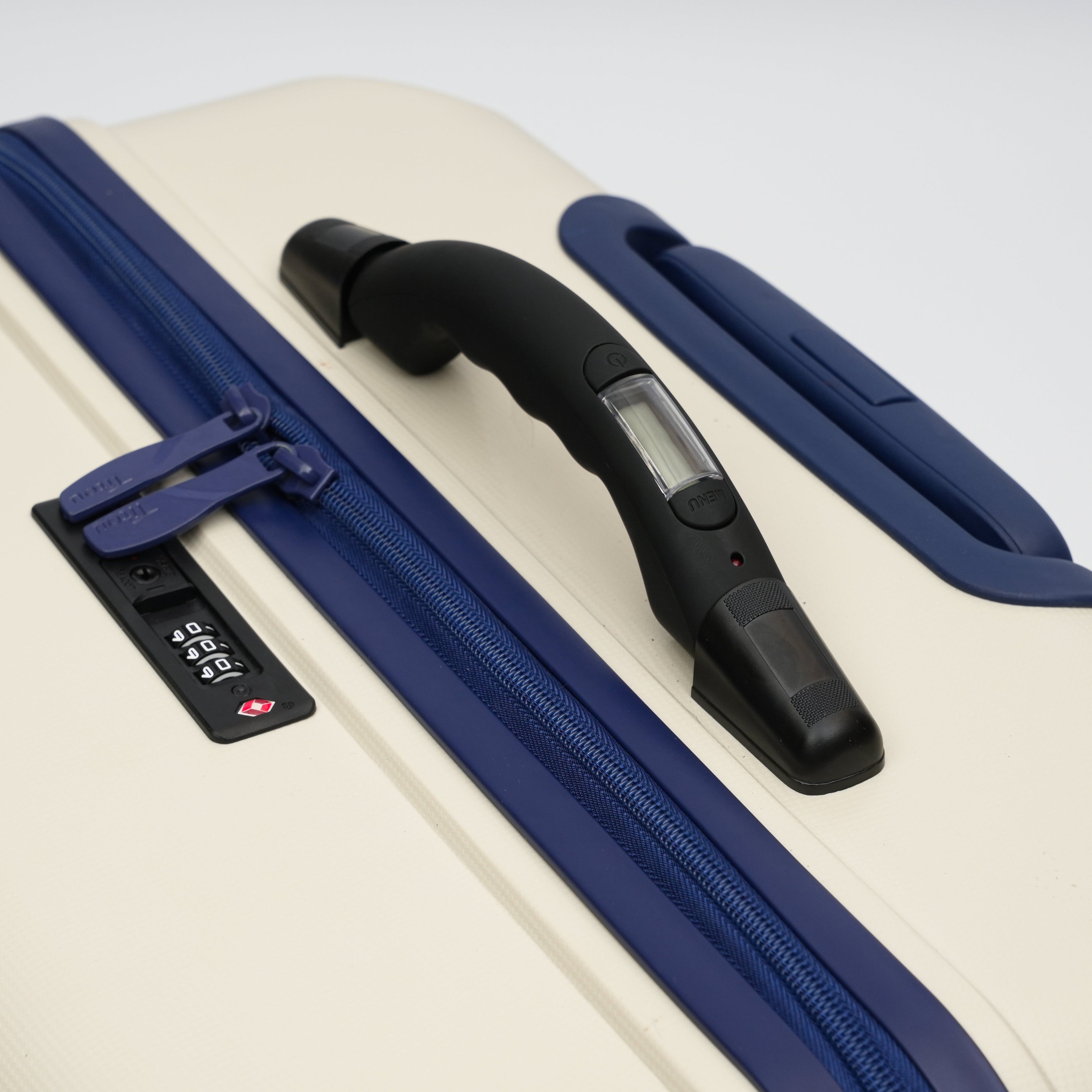 Set de 3 valises Titou avec pèse-bagages intégré et port USB intégré - Beige & BleuMarine