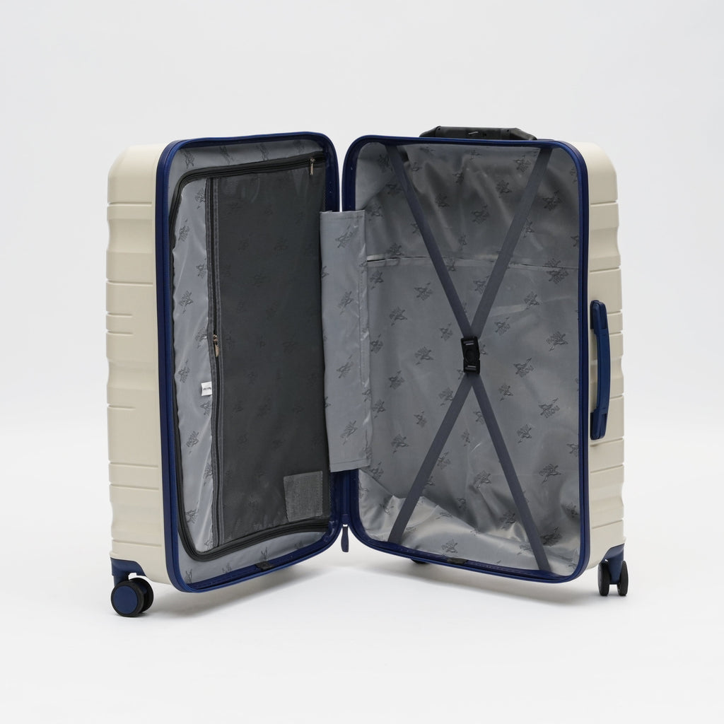 Set de 3 valises Titou avec pèse-bagages intégré et port USB intégré - Beige & BleuMarine