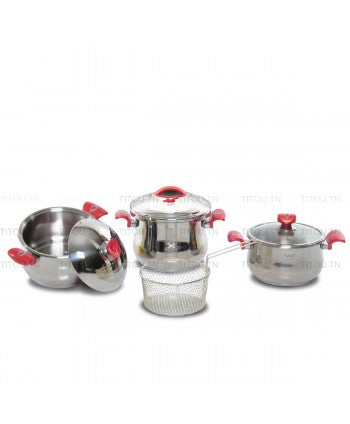 Cocotte OMS 7PCS Inox 18/10 – Rouge